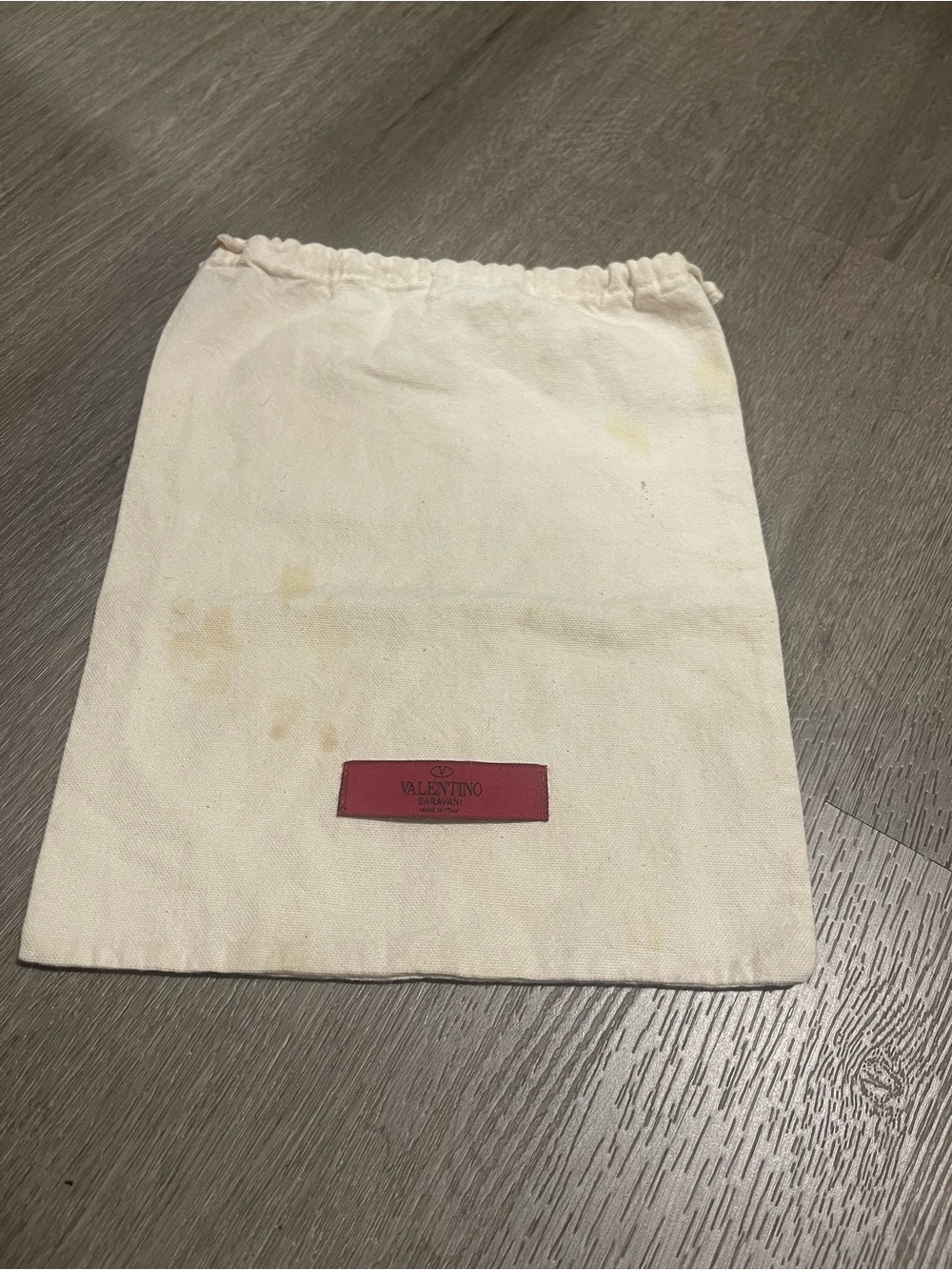 Valentino Ivory Canvas Drawstring Dust Bag with Red Logo Patch
